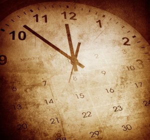 Grunge clock face and calendar